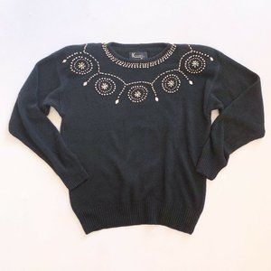 VTG 1980s Silk Beaded Embellished Sweater Pullover